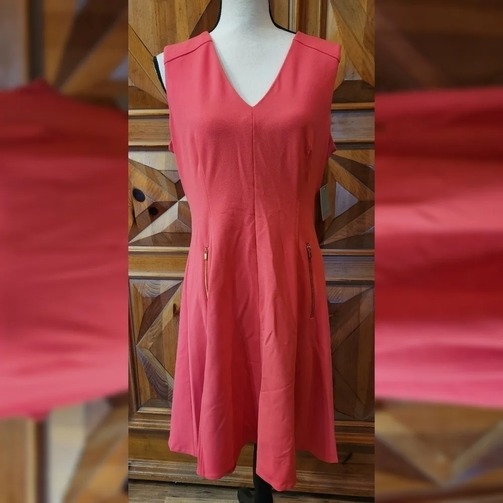 Marc New York Salmon Fit And Flare Dress Sz 12 - Picture 1 of 7